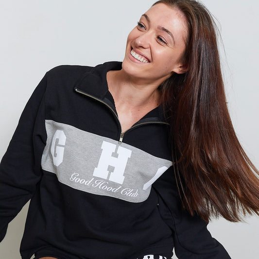 Varsity Zip in Black