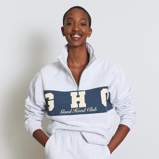 Varsity Zip in Ash Grey
