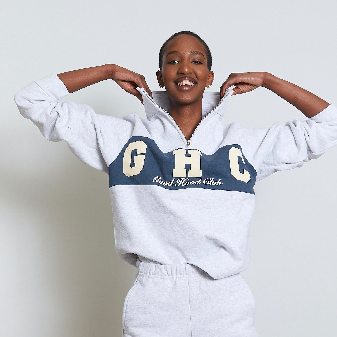 Varsity Zip in Ash Grey