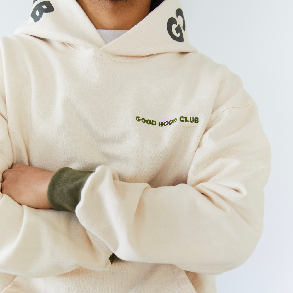 Heart Hoodie in Cream